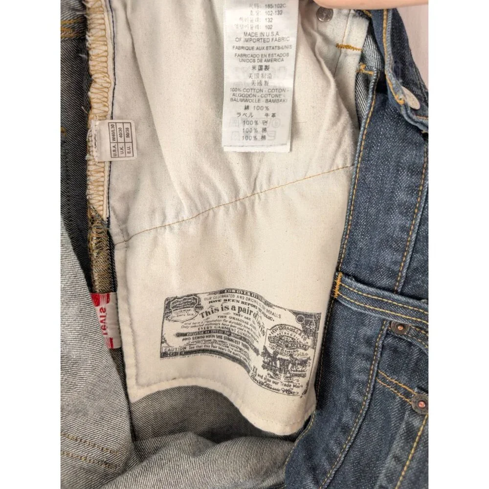 Levis Jeans Mens‎ 40x30 Blue 501 Brooks Brothers Button-Fly USA Made 100% Cotton